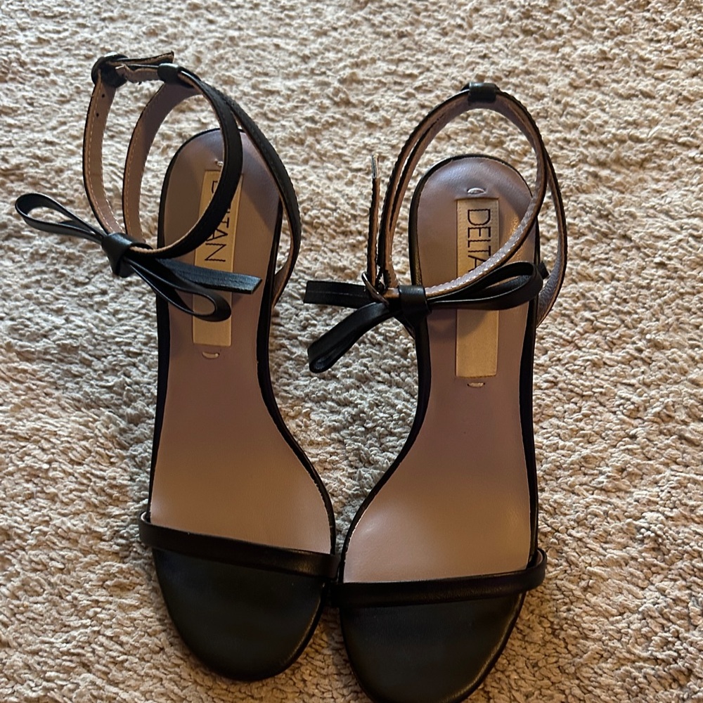 Delman Black Ankle Strap Heels
